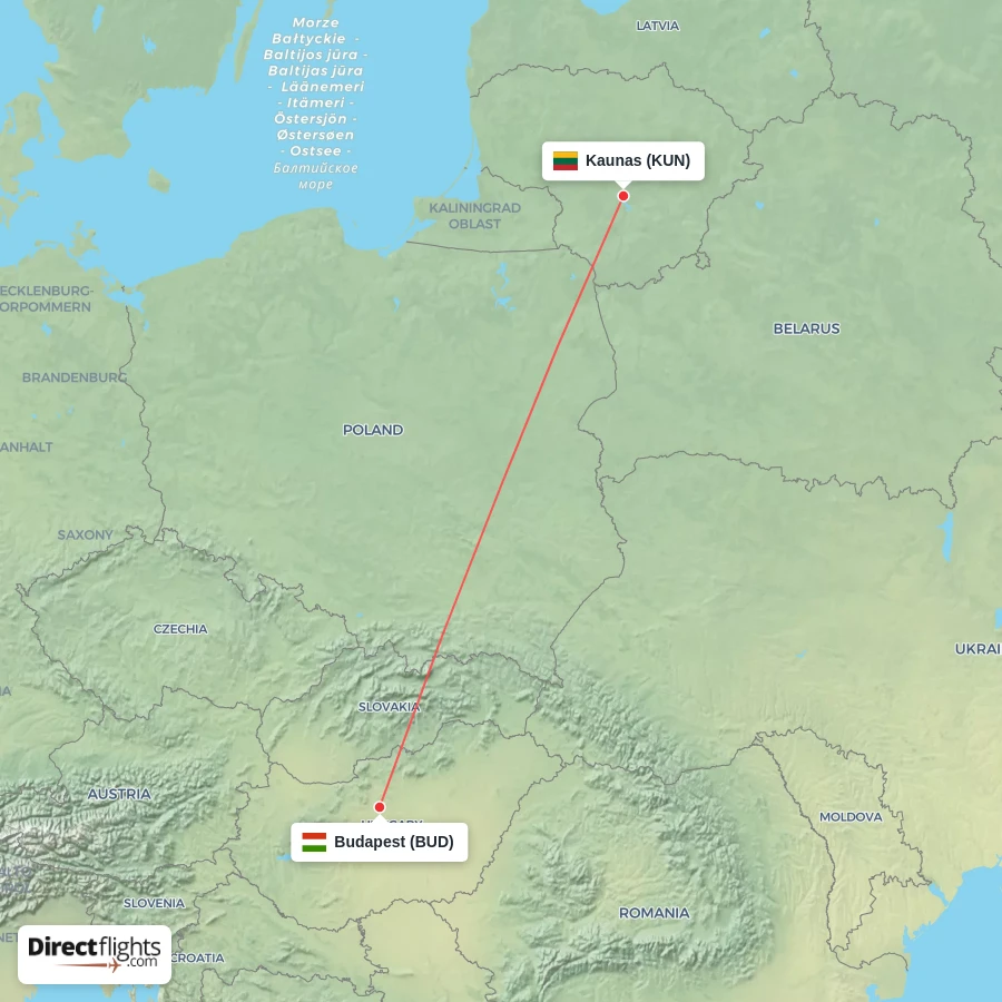 BUD - KUN route map