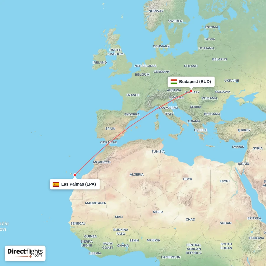 BUD - LPA route map