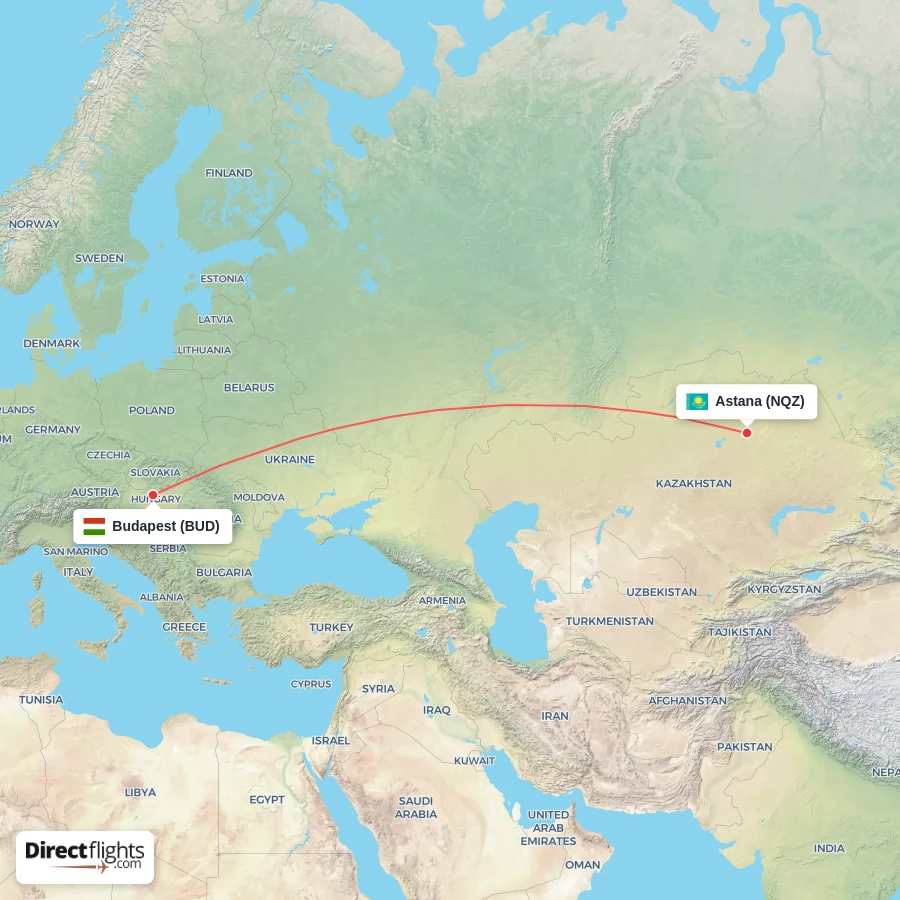 BUD - NQZ route map