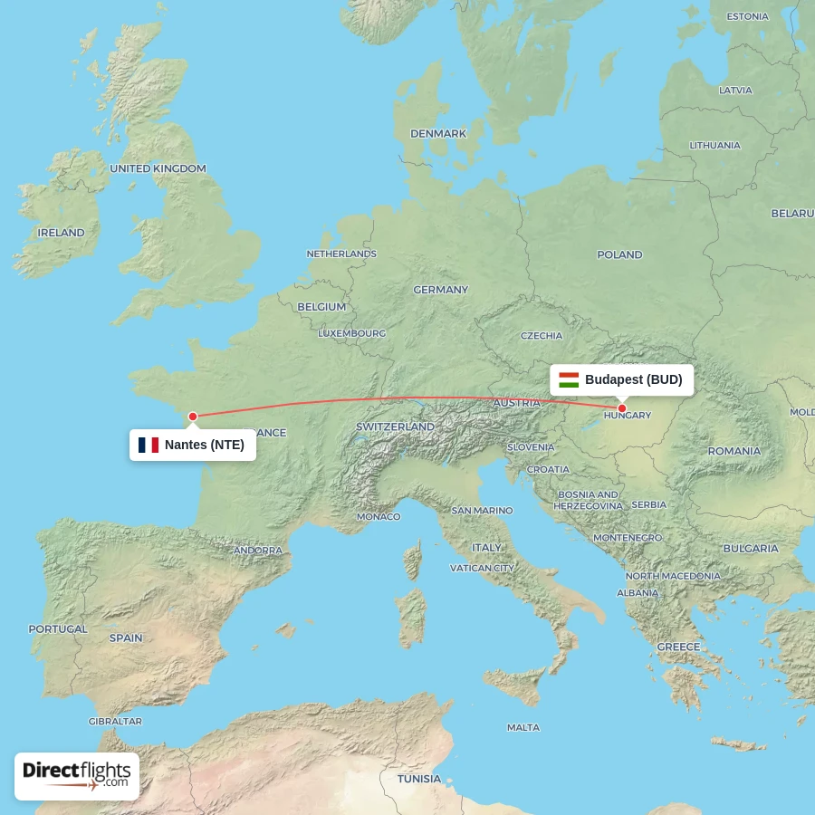 BUD - NTE route map