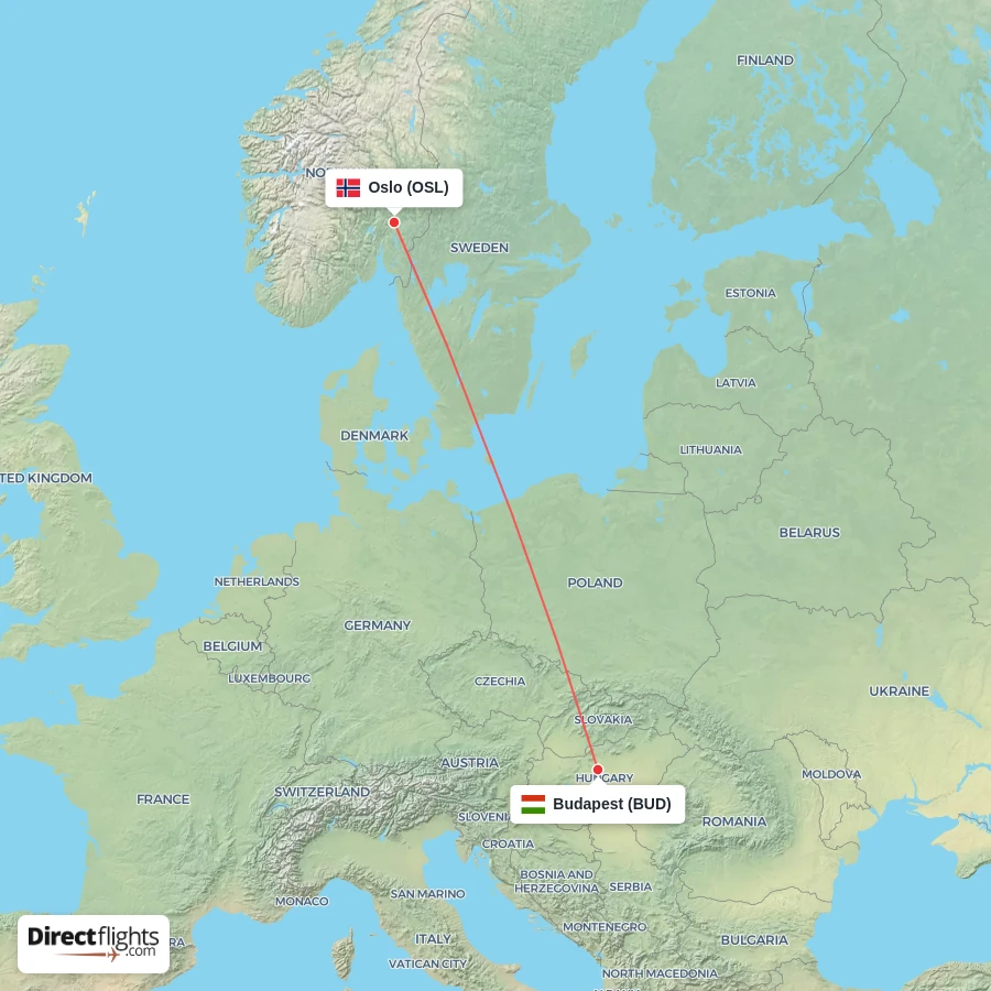 BUD - OSL route map