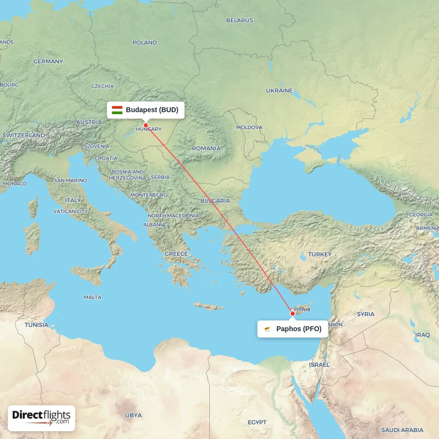 BUD - PFO route map