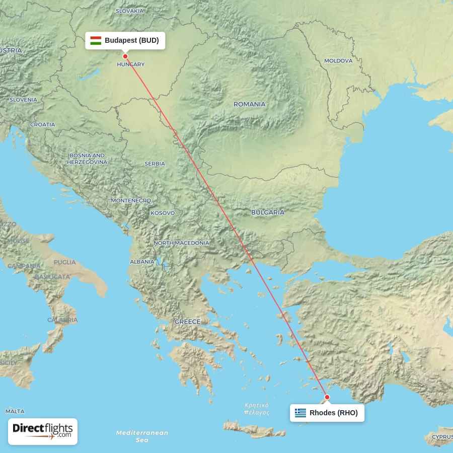 BUD - RHO route map