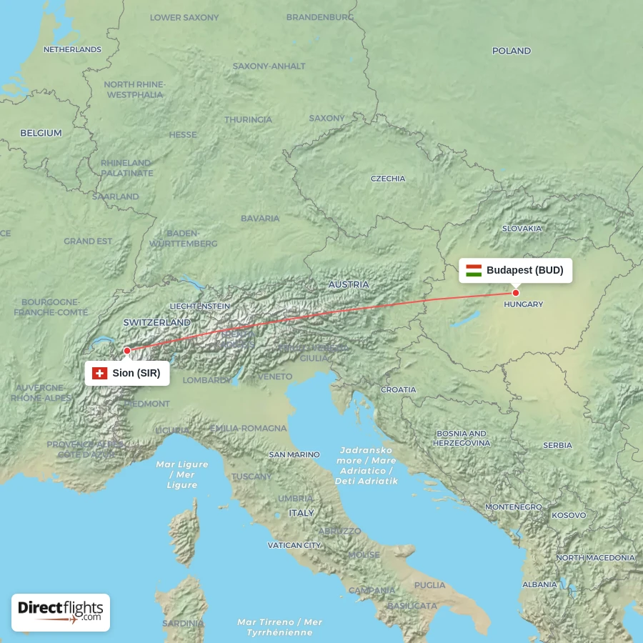 BUD - SIR route map