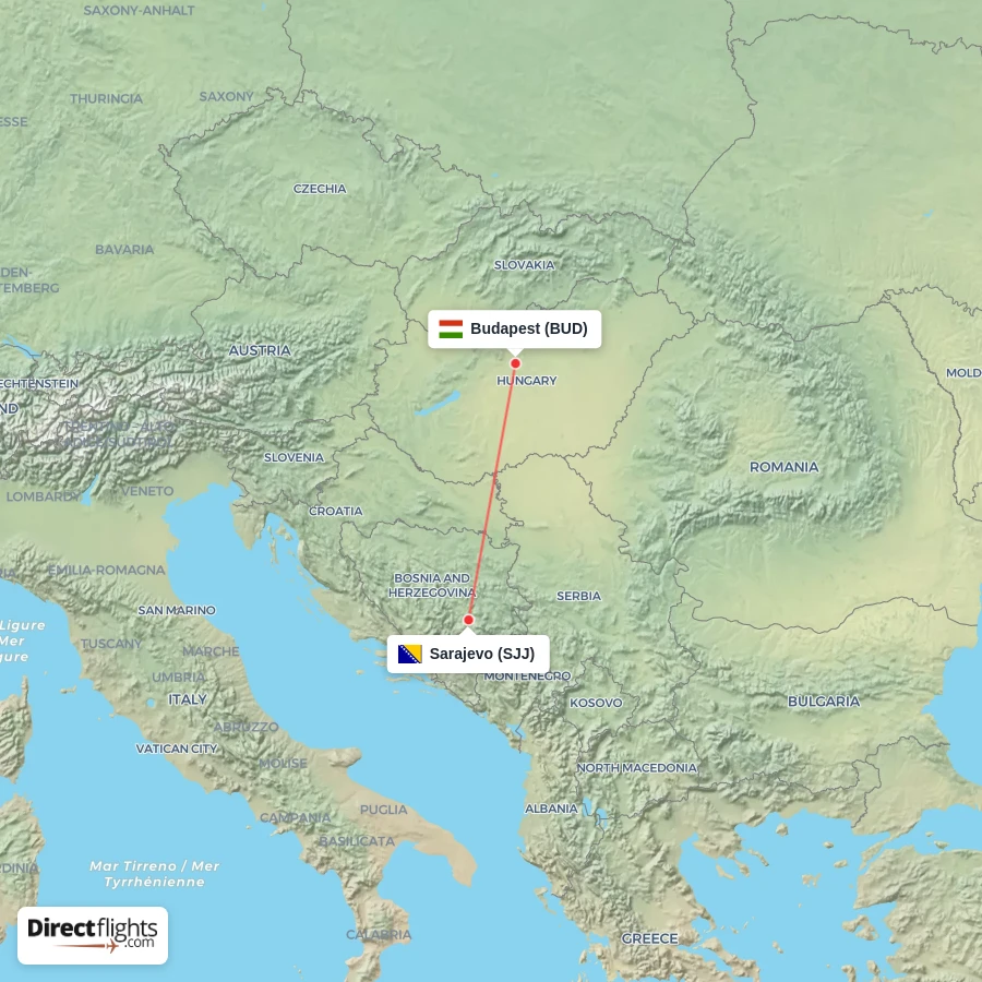 BUD - SJJ route map