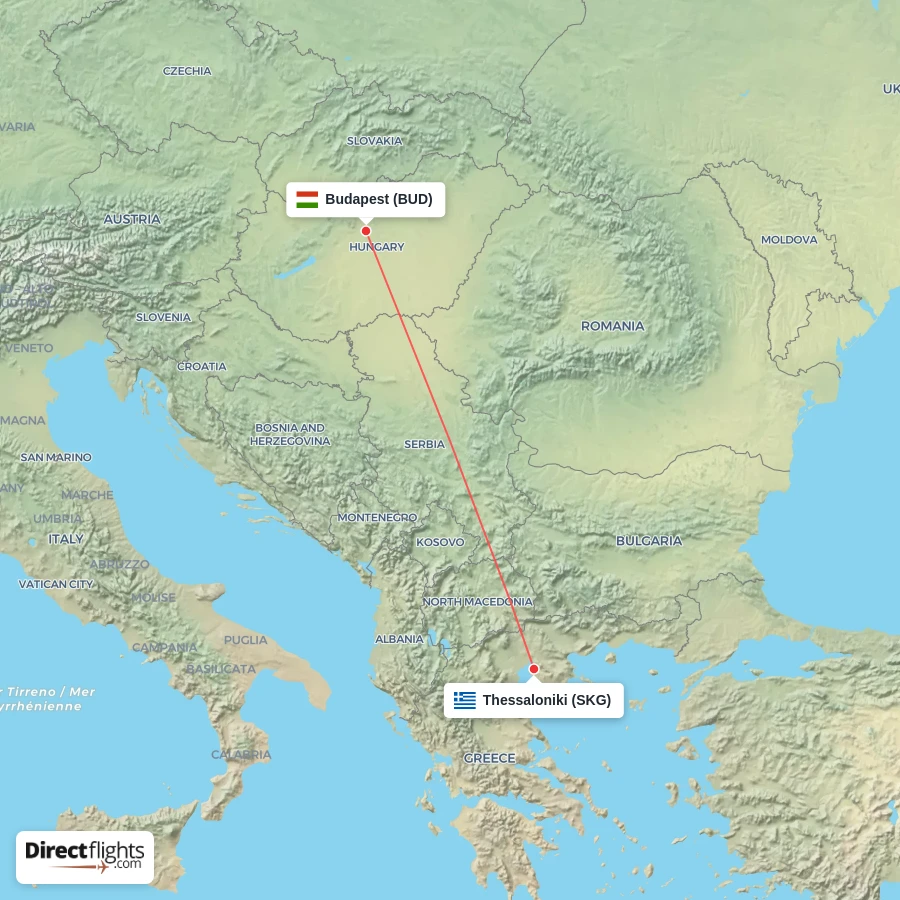 BUD - SKG route map