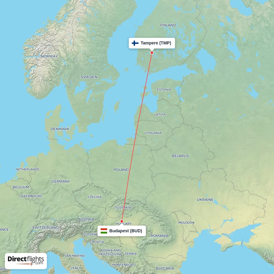 BUD - TMP route map