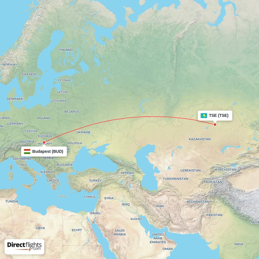 BUD - TSE route map