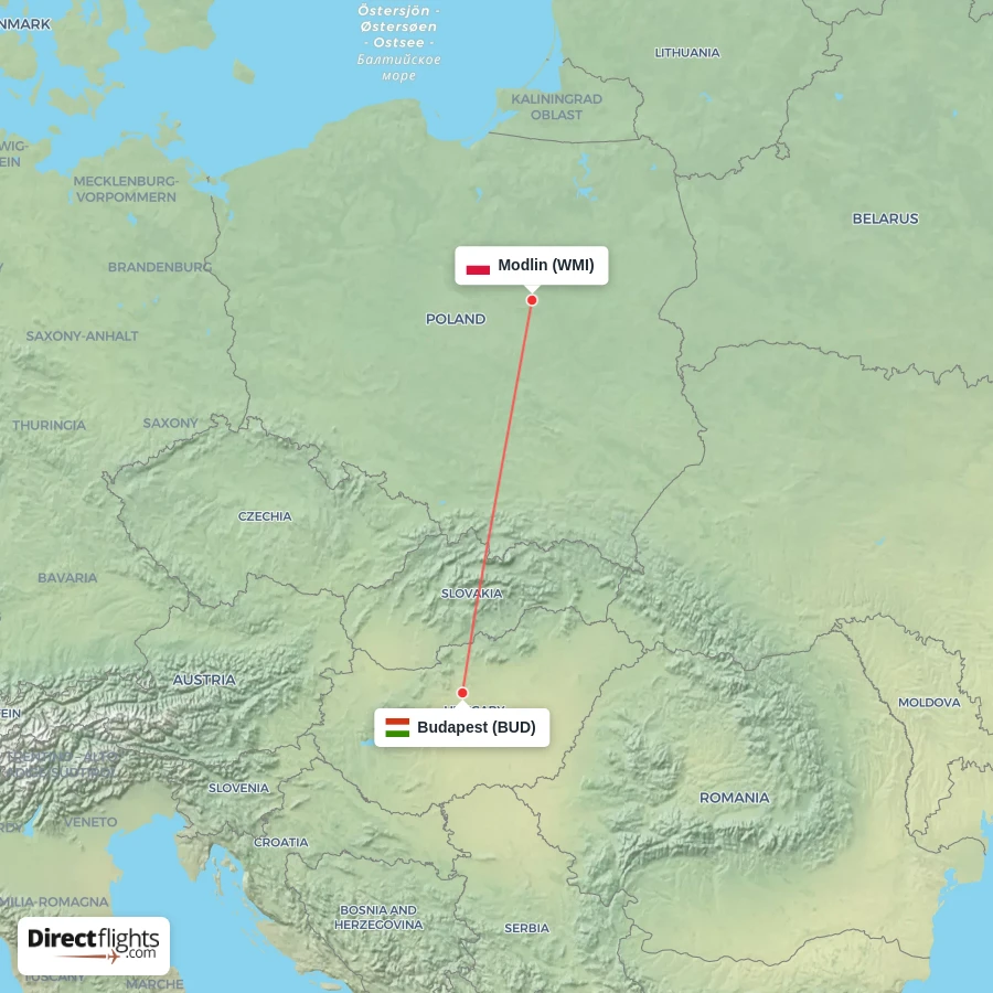 BUD - WMI route map