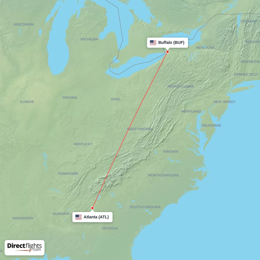BUF - ATL route map