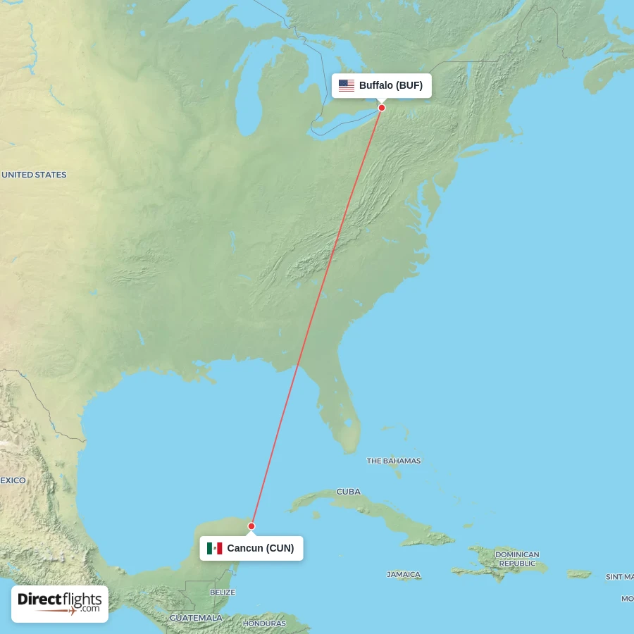 BUF - CUN route map
