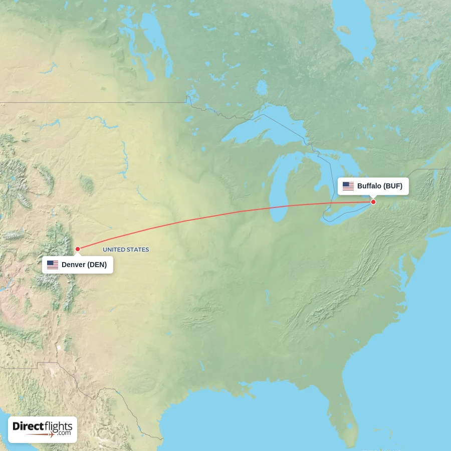 BUF - DEN route map