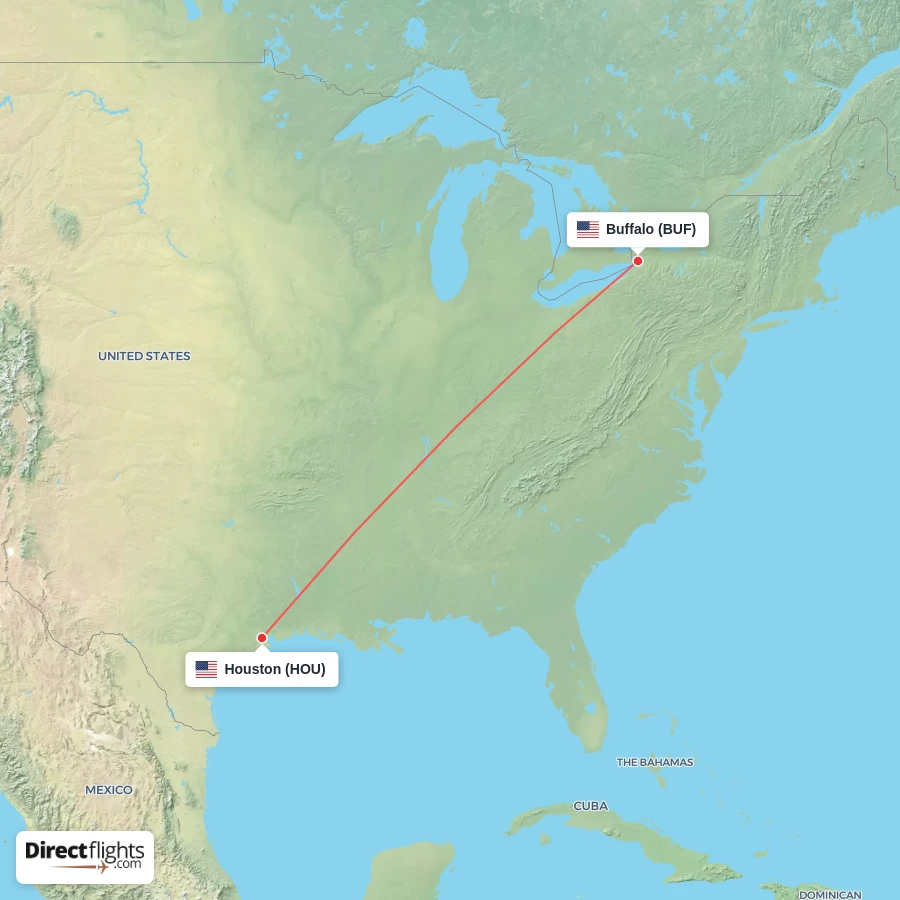 BUF - HOU route map