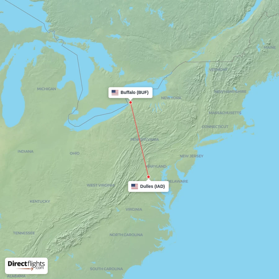 BUF - IAD route map