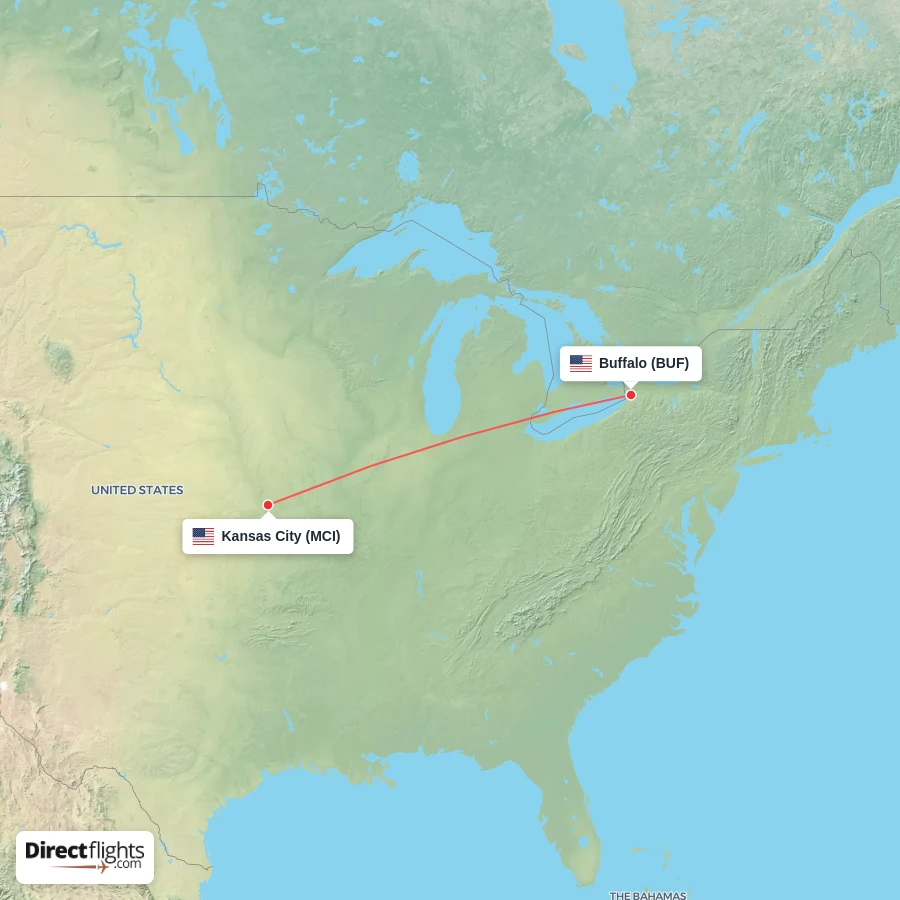BUF - MCI route map