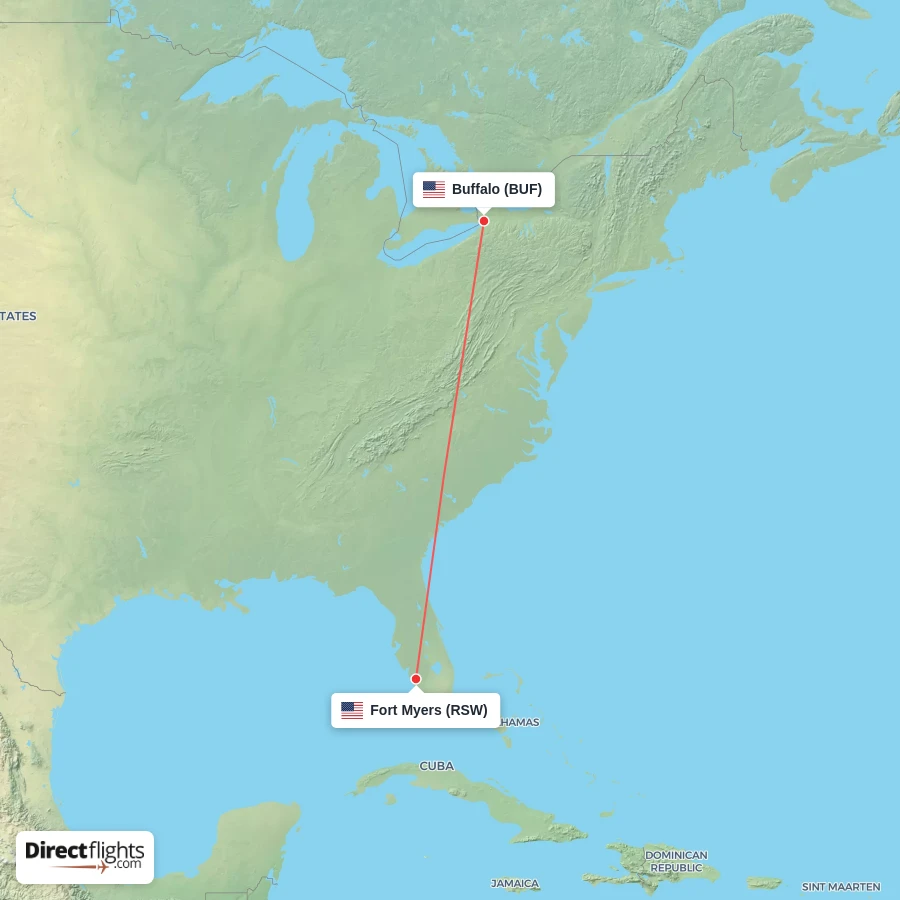 BUF - RSW route map