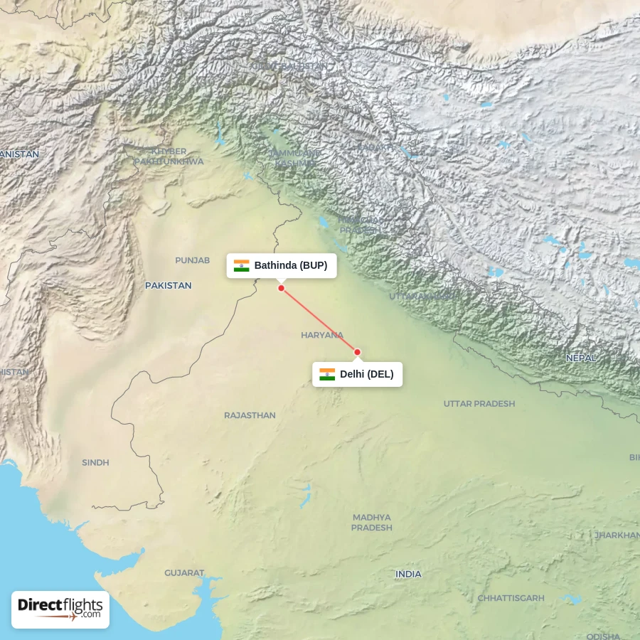 BUP - DEL route map