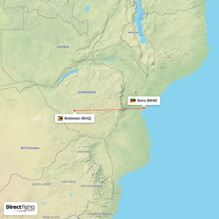 BUQ - BEW route map