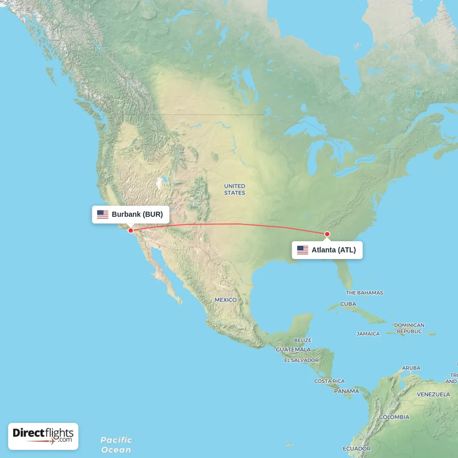 BUR - ATL route map