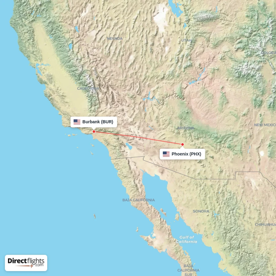 BUR - PHX route map