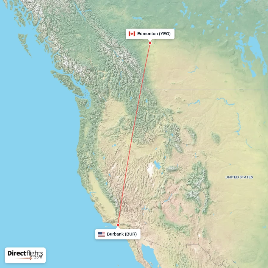 BUR - YEG route map