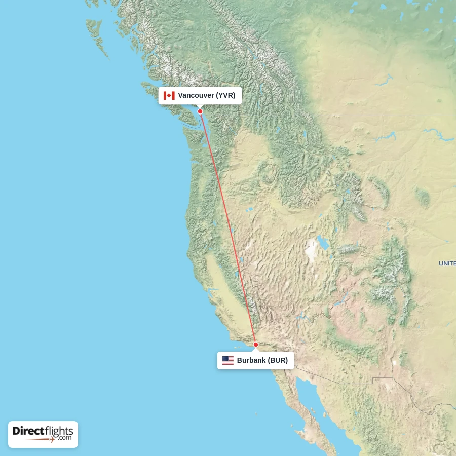 BUR - YVR route map