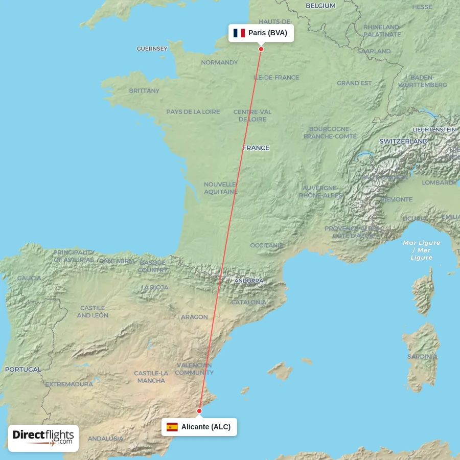BVA - ALC route map
