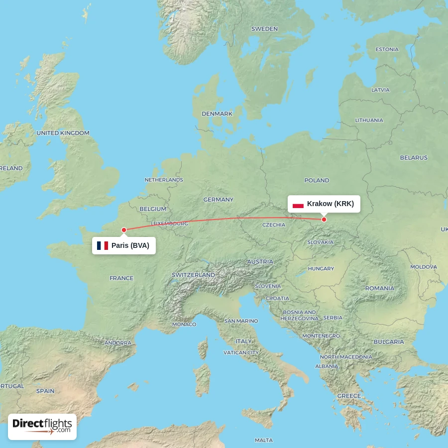 BVA - KRK route map