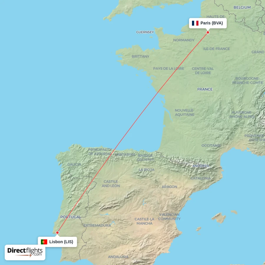 BVA - LIS route map