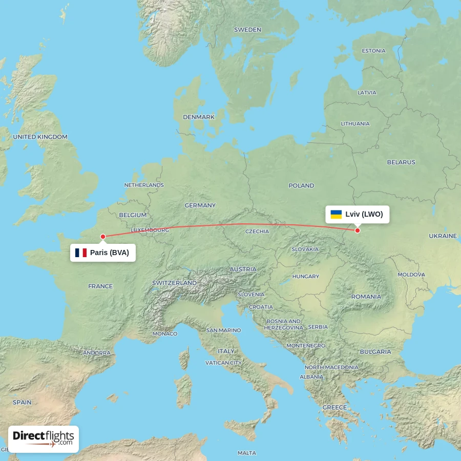 BVA - LWO route map