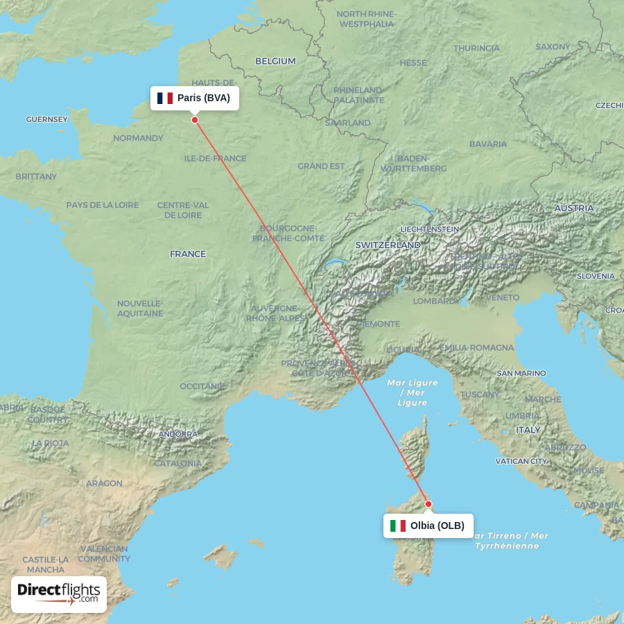 BVA - OLB route map