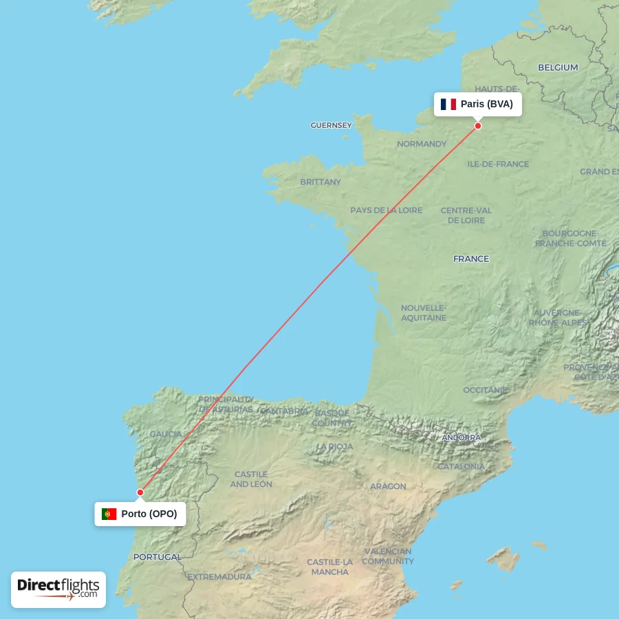 BVA - OPO route map
