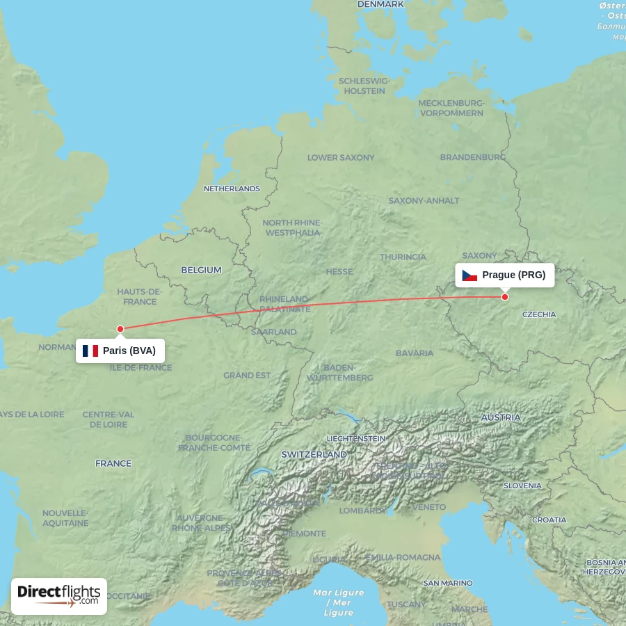 BVA - PRG route map