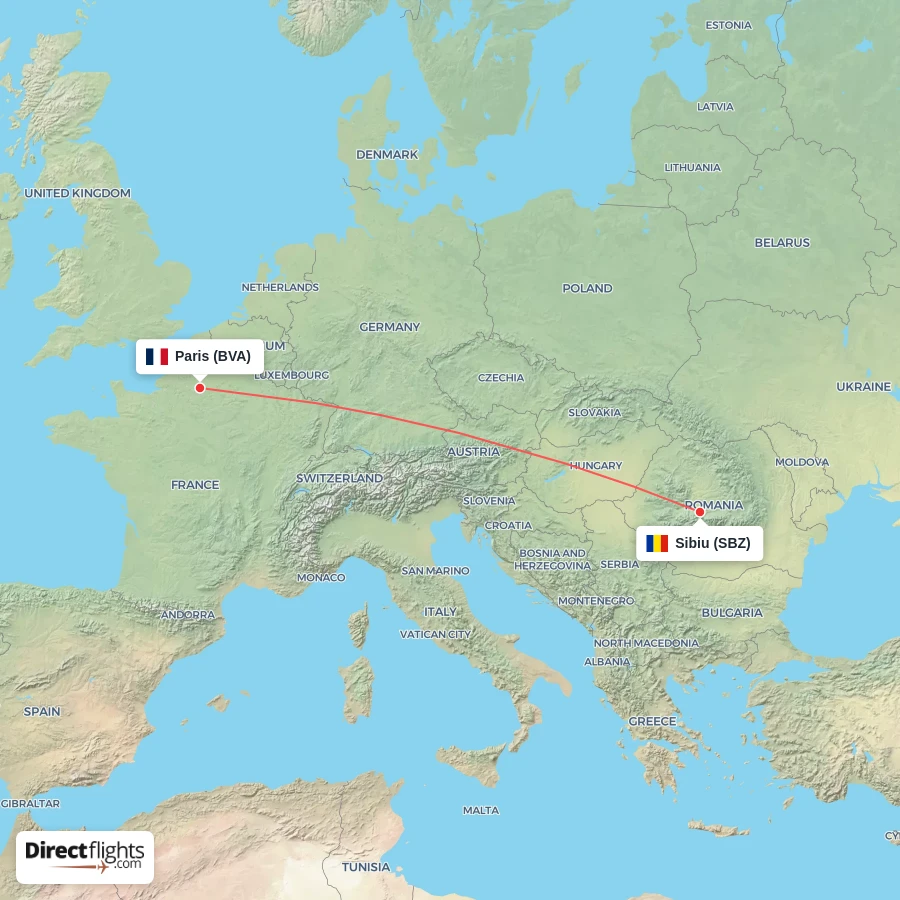 BVA - SBZ route map