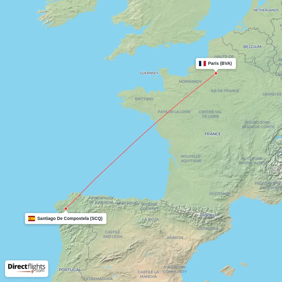 BVA - SCQ route map