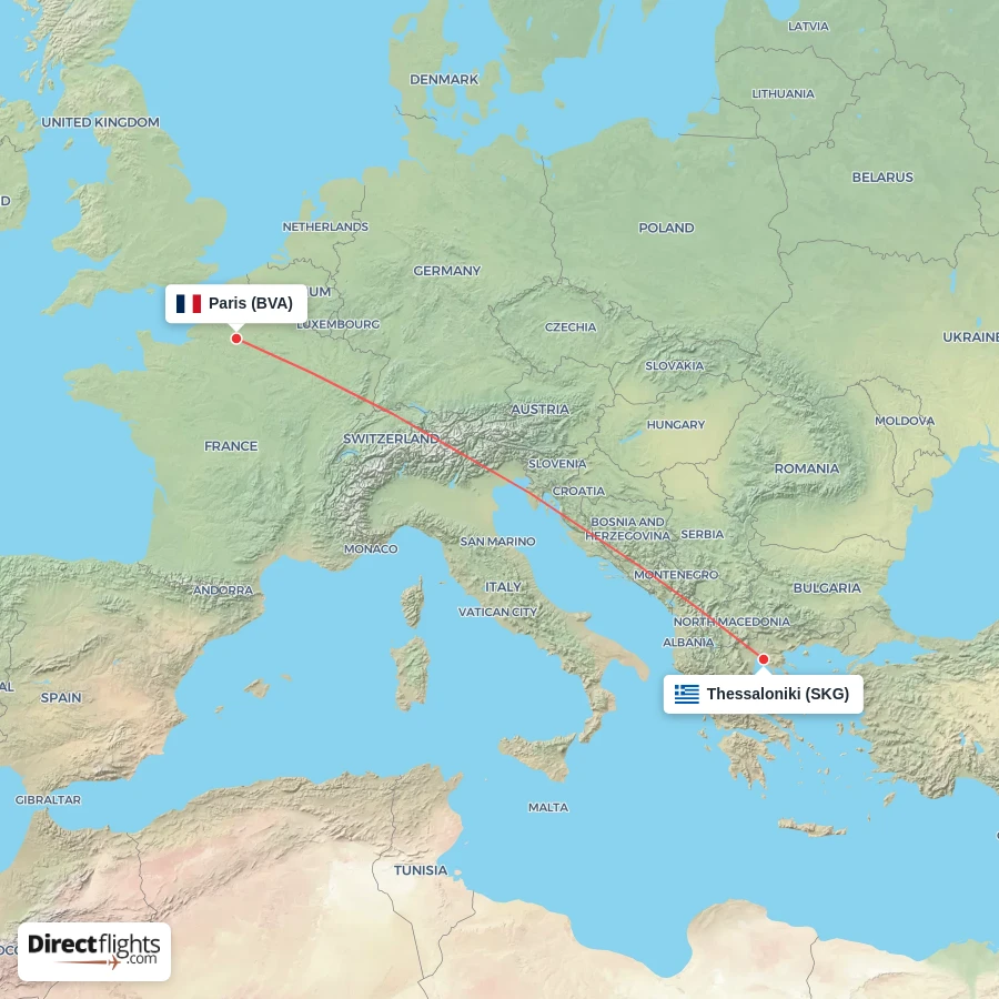 BVA - SKG route map