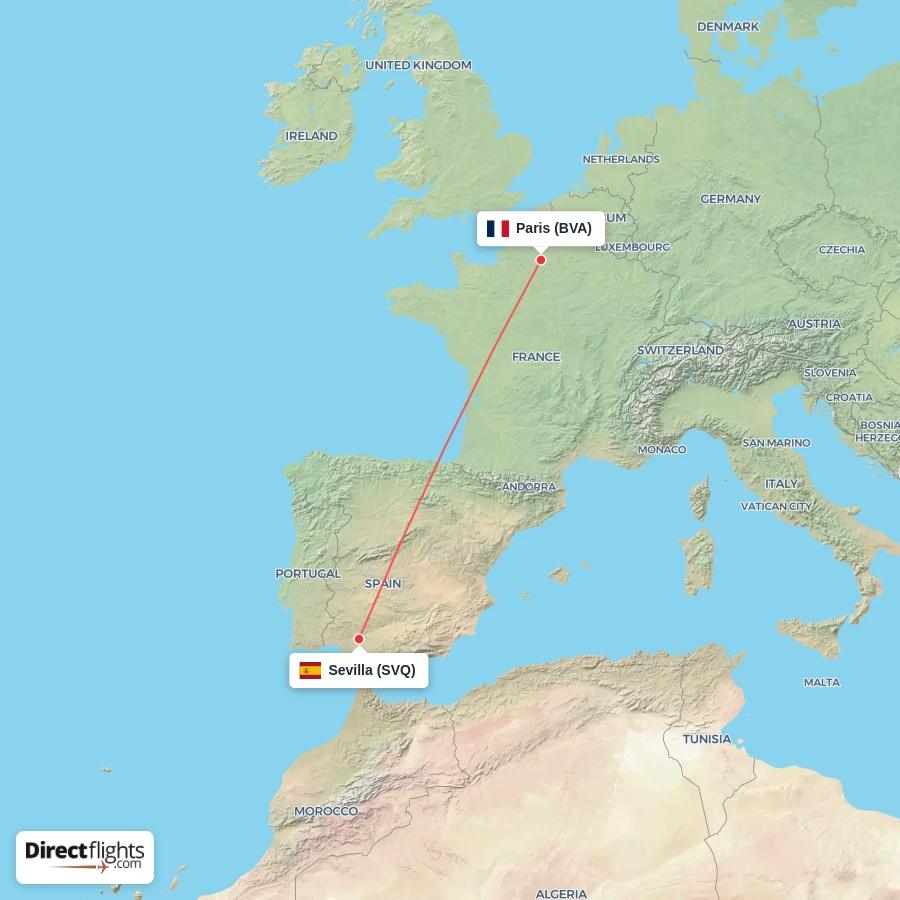 BVA - SVQ route map