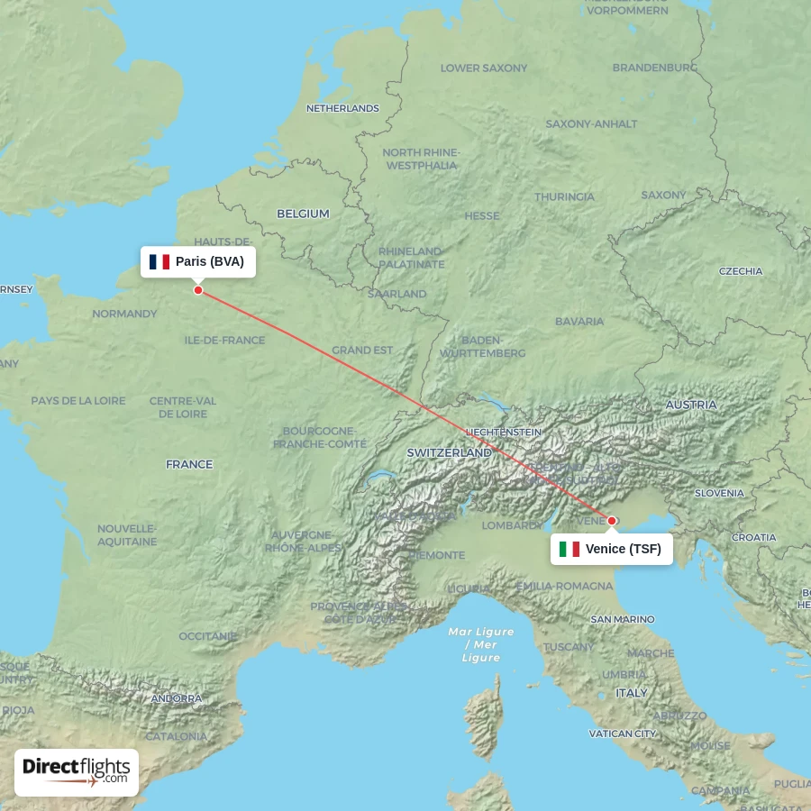 BVA - TSF route map