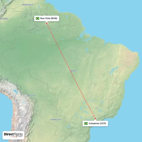 Boa Vista - Campinas direct flight map