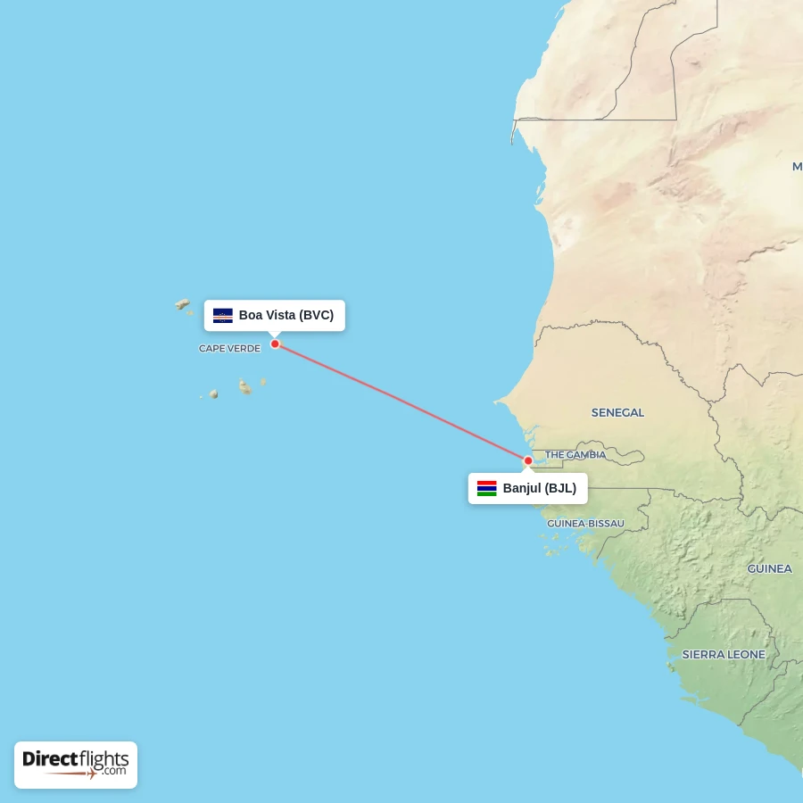 BVC - BJL route map