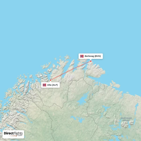 Berlevag - Alta direct flight map