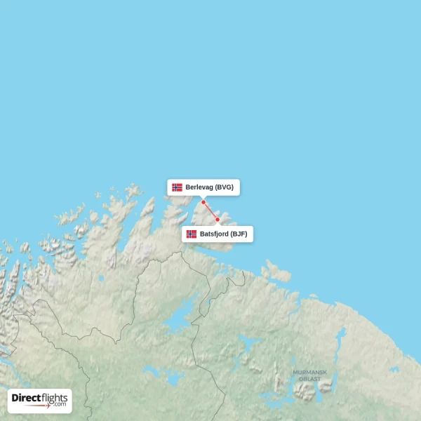 Berlevag - Batsfjord direct flight map