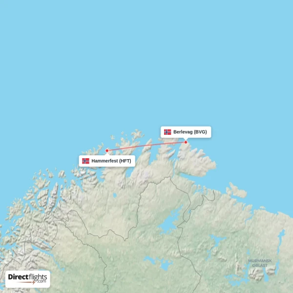 Berlevag - Hammerfest direct flight map