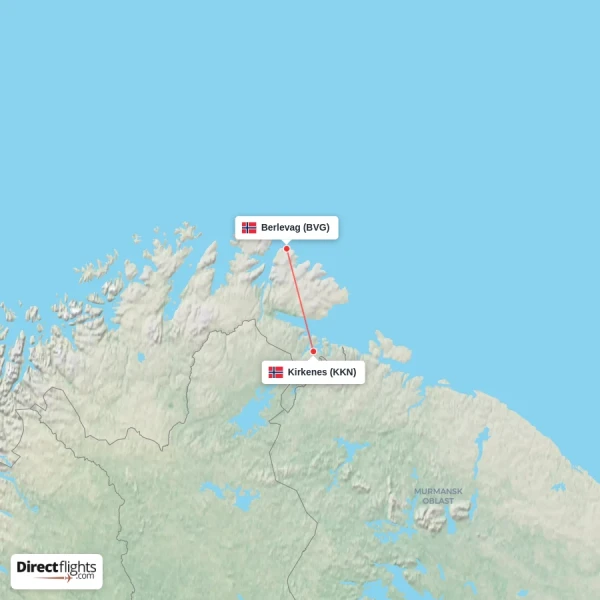 Berlevag - Kirkenes direct flight map
