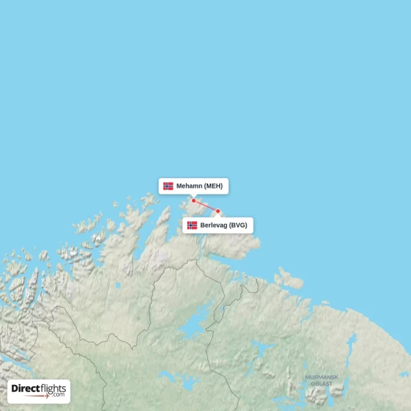 Berlevag - Mehamn direct flight map