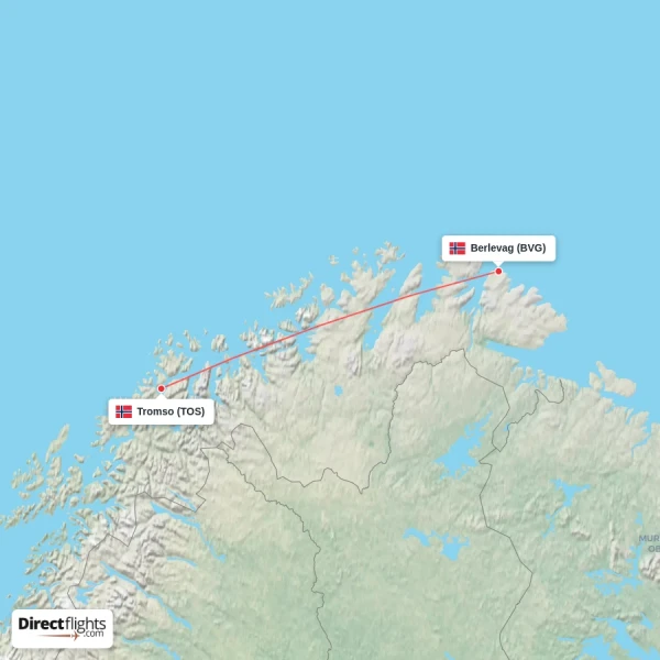 Berlevag - Tromso direct flight map