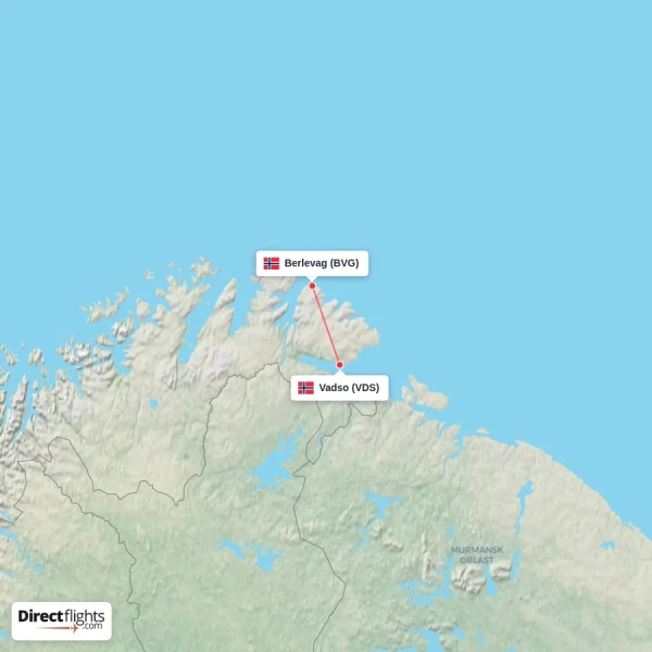 Berlevag - Vadso direct flight map