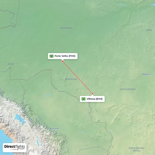 Vilhena - Porto Velho direct flight map