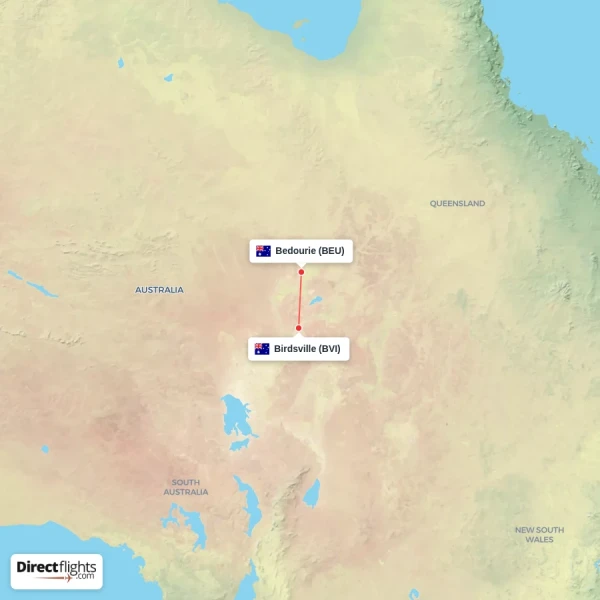 Birdsville - Bedourie direct flight map