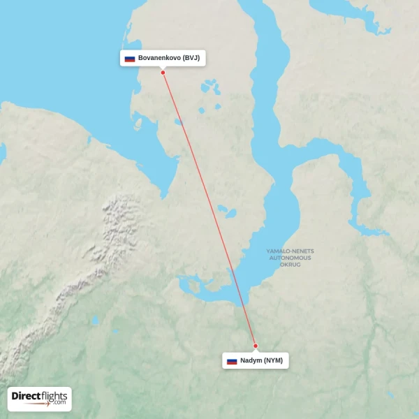 Bovanenkovo - Nadym direct flight map